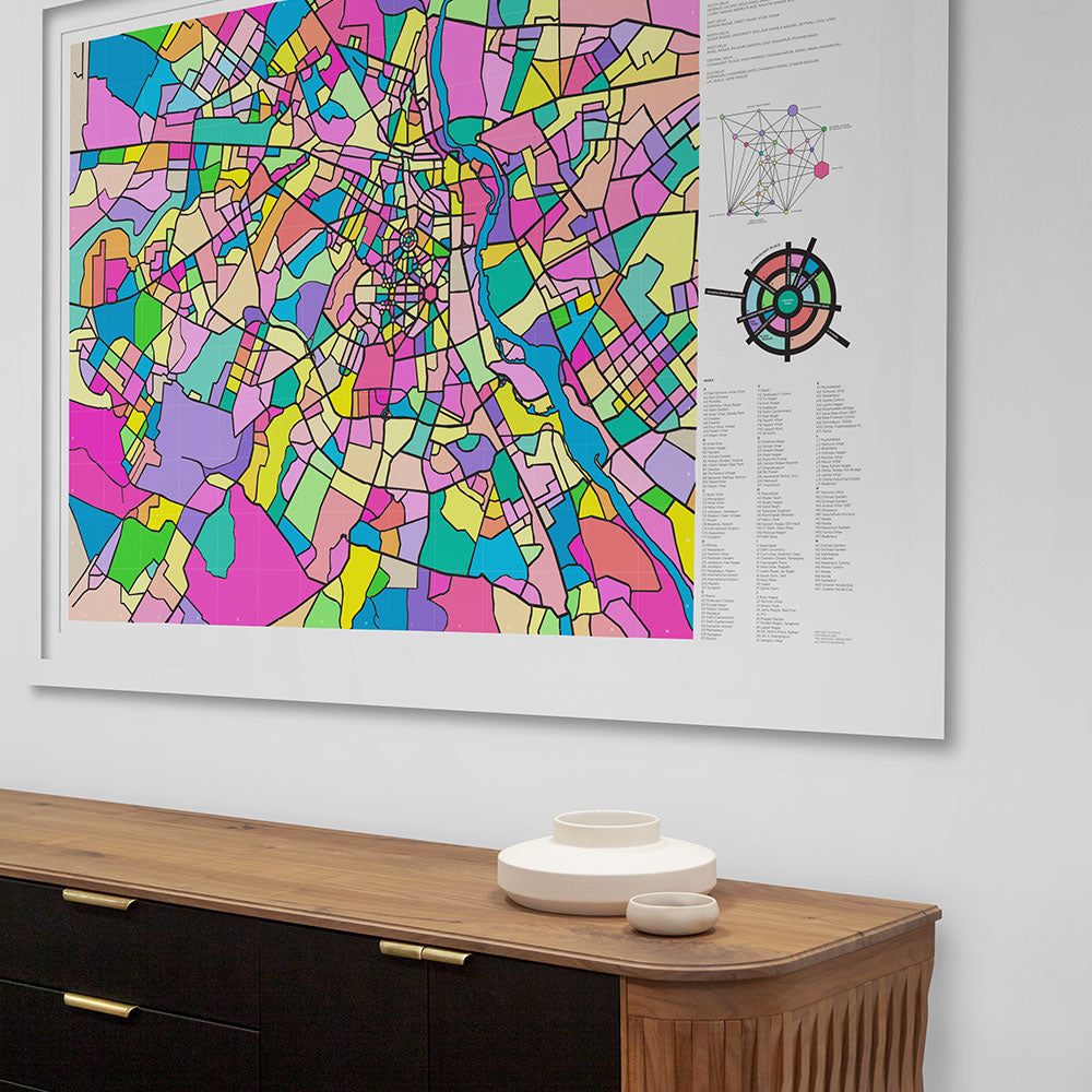 Delhi, framed Map White