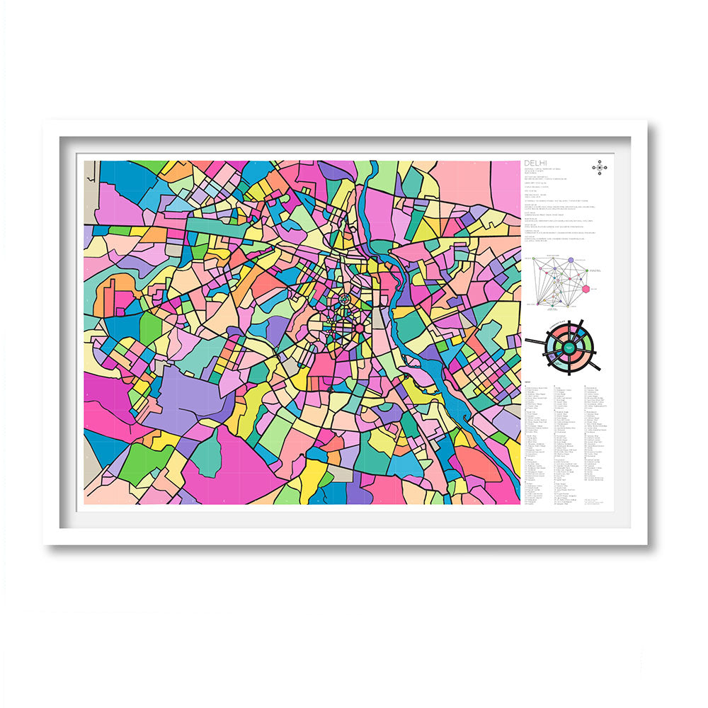 Delhi, framed Map White